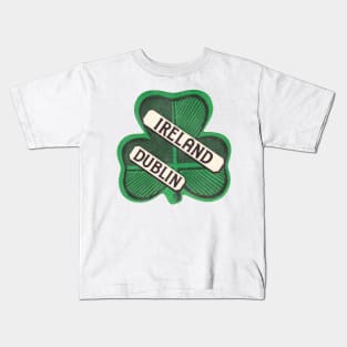 Dublin Ireland Vintage Travel Souvenir Clover Kids T-Shirt
